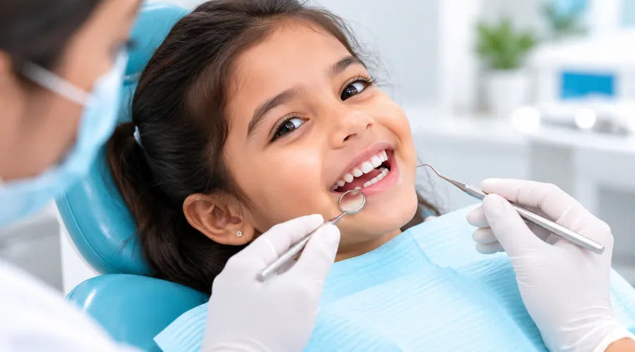 Child receiving dental care